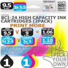 Compatible Canon 2 Pack BCi-24 High Capacity Ink Cartridges
