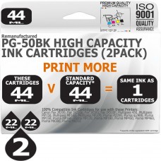 Remanufactured Canon 2 Pack PG-50BK Twin Pack High Capacity Inks