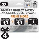Remanufactured Canon 4 Pack PG-50BK Twin Pack High Capacity Inks