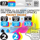 Remanufactured Canon 4 Pack PG-50BK~CL-51C High Capacity Inks