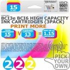 Compatible Canon 6 Pack BCi-6~BCi-3e High Capacity Ink Cartridges