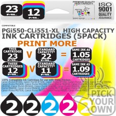 Compatible Canon 10 Pack PGi550-CLi551-XL High Capacity Ink Cartridges