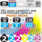 Compatible HP 12 Pack 363 High Capacity Ink Cartridges