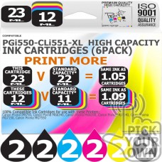 Compatible Canon 12 Pack PGi550-CLi551-XL High Capacity Ink Cartridges
