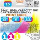 Compatible HP 3 Pack 364XL High Capacity Ink Cartridges