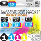 Compatible Canon 4 Pack BCi3e-BCi6 High Capacity Ink Cartridges