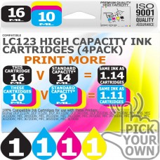 Compatible Brother 4 Pack LC123 High Capacity Ink Cartridges
