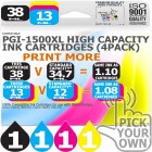 Compatible Canon 4 Pack PGi-1500XL High Capacity Ink Cartridges