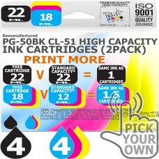 Remanufactured Canon 8 Pack PG-50BK~CL-51C High Capacity Inks