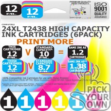 Compatible Epson 6 Pack 24XL T2438 High Capacity Ink Cartridges