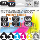 Compatible Canon 6 Pack PGi550-CLi551-XL High Capacity Ink Cartridges