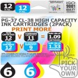 Remanufactured Canon 12 Pack PG-37~CL-38 High Capacity Ink Cartridges