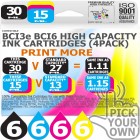 Compatible Canon 24 Pack BCi3e-BCi6 High Capacity Ink Cartridges