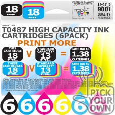 Compatible Epson 36 Pack T0487 High Capacity Ink Cartridges