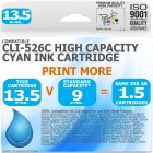 Compatible Canon CLi-526C Cyan High Capacity Ink Cartridge